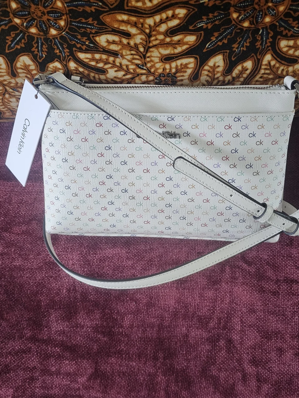 Calvin Klein Cream Crossbody with Multicolor CK Logo